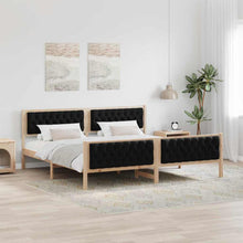 Bedframe met hoofdeinde Zwart 200 x 200 cm Stof