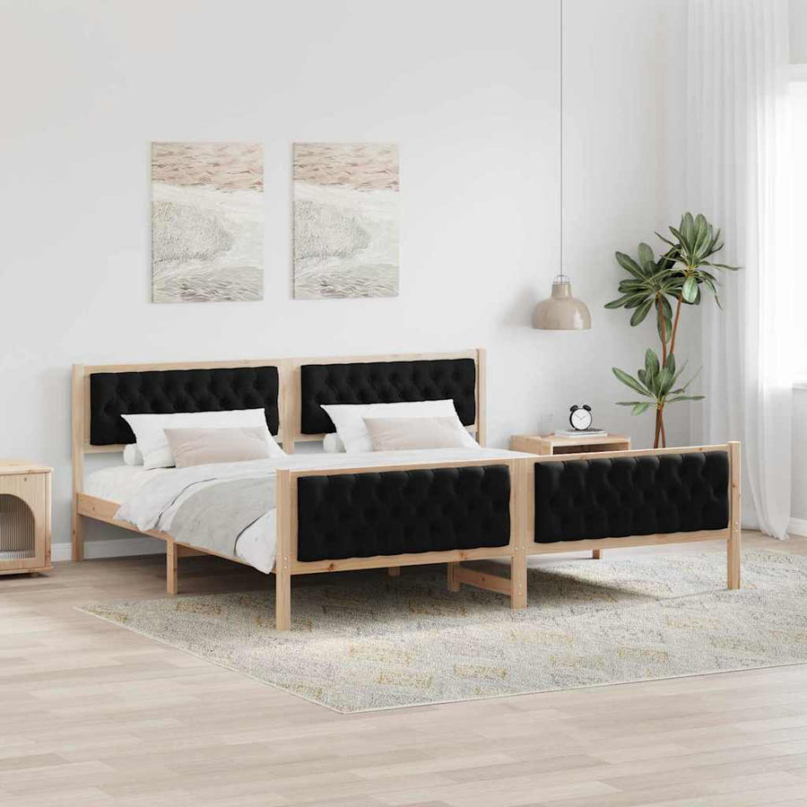 Bedframe met hoofdeinde Zwart 200 x 200 cm Stof