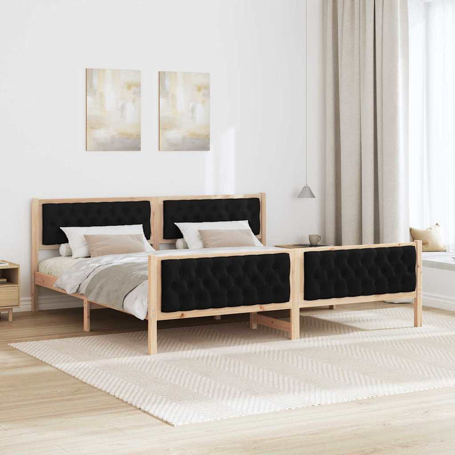 Bedframe met hoofdeinde Zwart 200 x 200 cm Stof