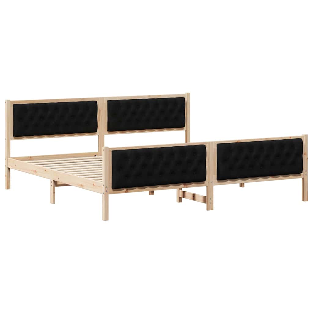 Bedframe met hoofdeinde Zwart 200 x 200 cm Stof