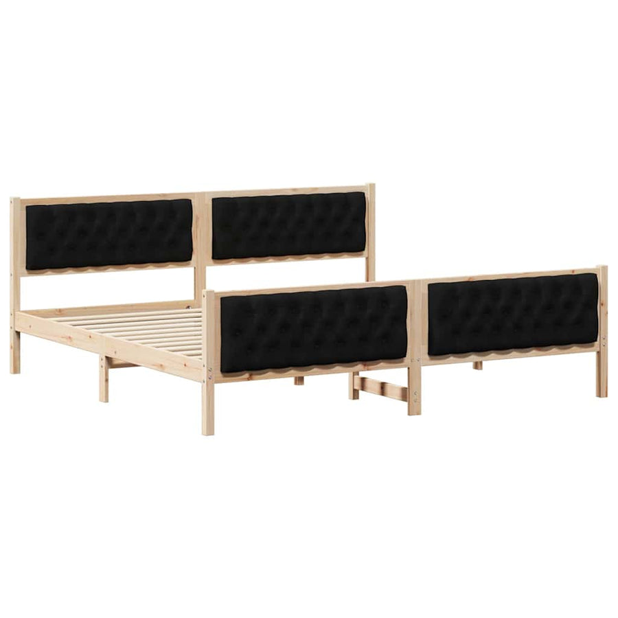 Bedframe met hoofdeinde Zwart 200 x 200 cm Stof