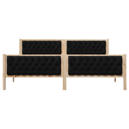 Bedframe met hoofdeinde Zwart 200 x 200 cm Stof