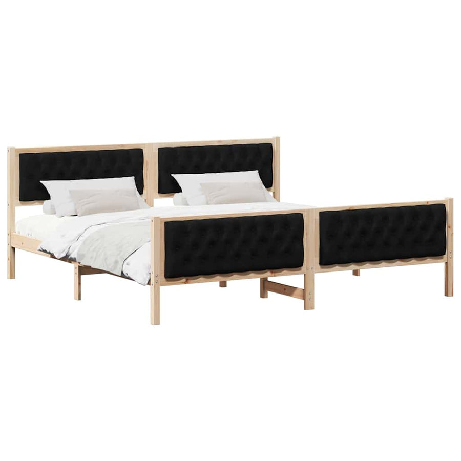 Bedframe met hoofdeinde Zwart 200 x 200 cm Stof