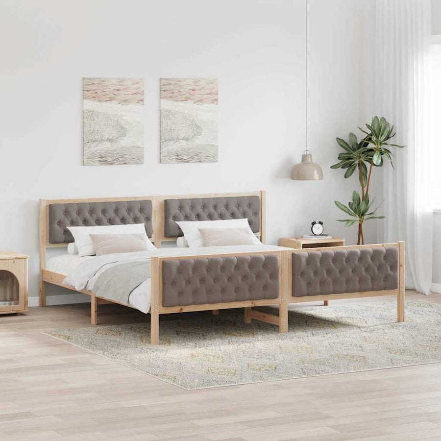 Bedframe met hoofdeinde Taupe 200 x 200 cm Stof