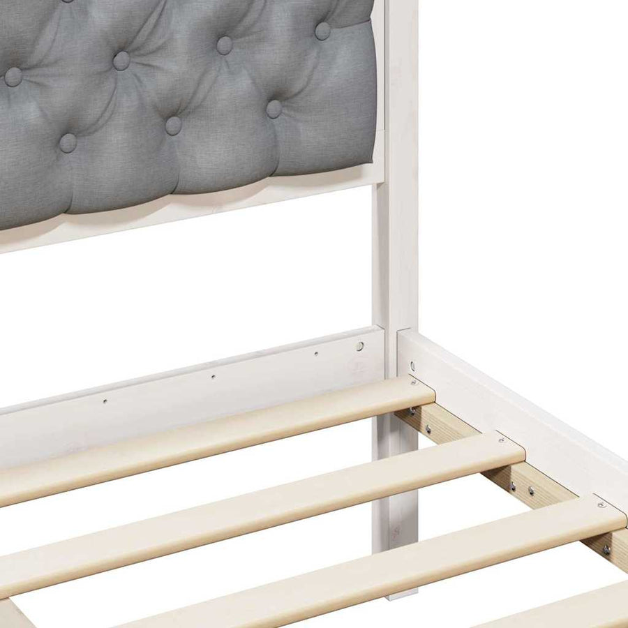 Bedframe met hoofdeinde Lichtgrijs 200 x 200 cm Stof