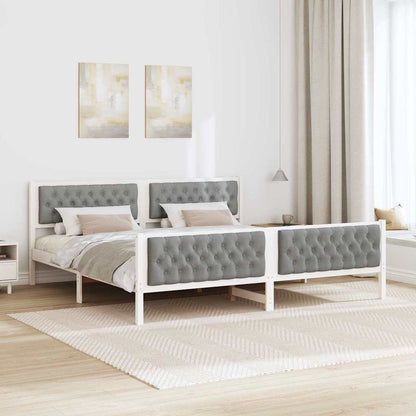 Bedframe met hoofdeinde Lichtgrijs 200 x 200 cm Stof