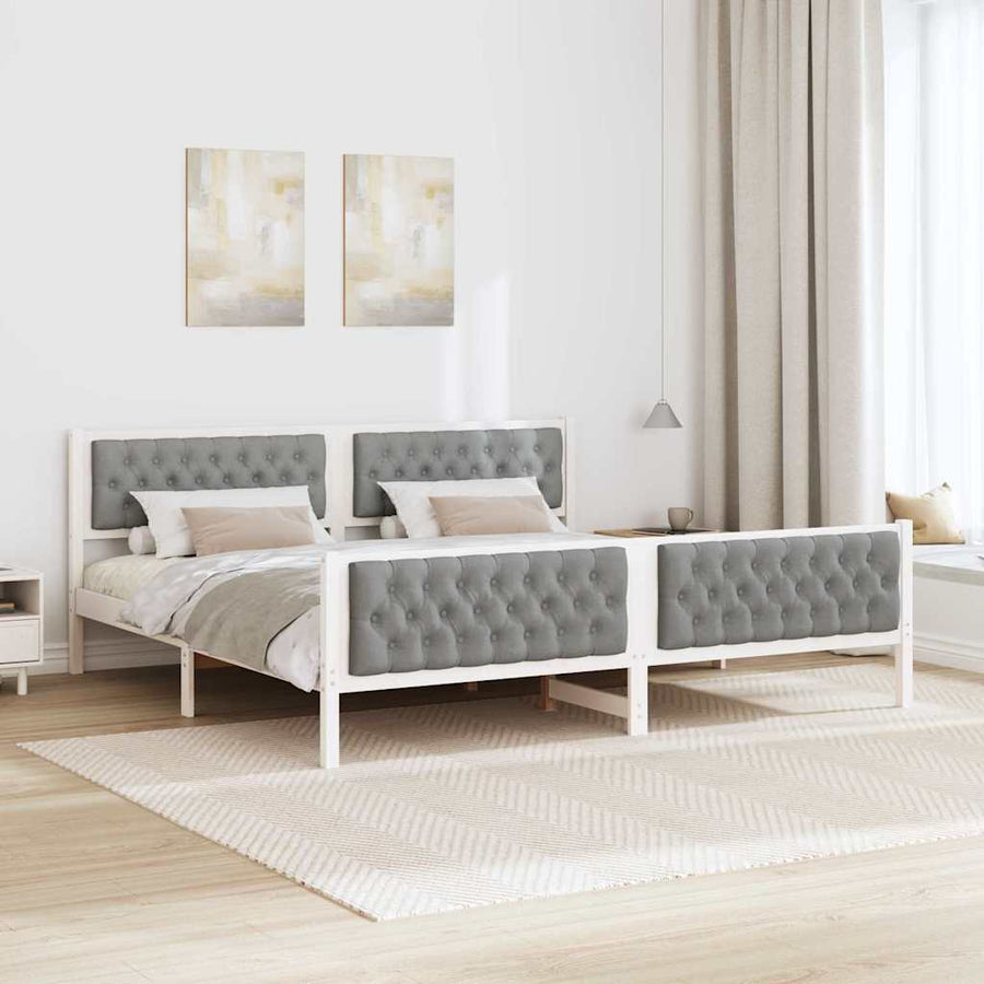 Bedframe met hoofdeinde Lichtgrijs 200 x 200 cm Stof