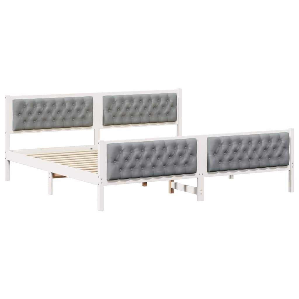 Bedframe met hoofdeinde Lichtgrijs 200 x 200 cm Stof
