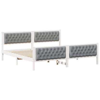 Bedframe met hoofdeinde Lichtgrijs 200 x 200 cm Stof