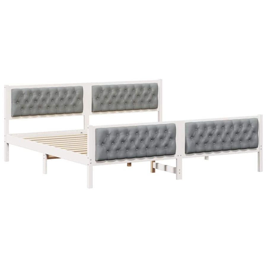 Bedframe met hoofdeinde Lichtgrijs 200 x 200 cm Stof