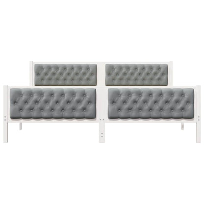 Bedframe met hoofdeinde Lichtgrijs 200 x 200 cm Stof