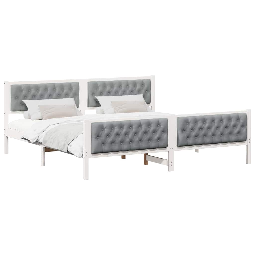 Bedframe met hoofdeinde Lichtgrijs 200 x 200 cm Stof