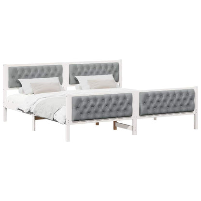 Bedframe met hoofdeinde Lichtgrijs 200 x 200 cm Stof