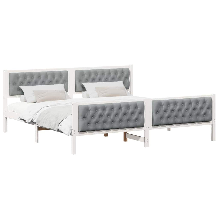 Bedframe met hoofdeinde Lichtgrijs 200 x 200 cm Stof