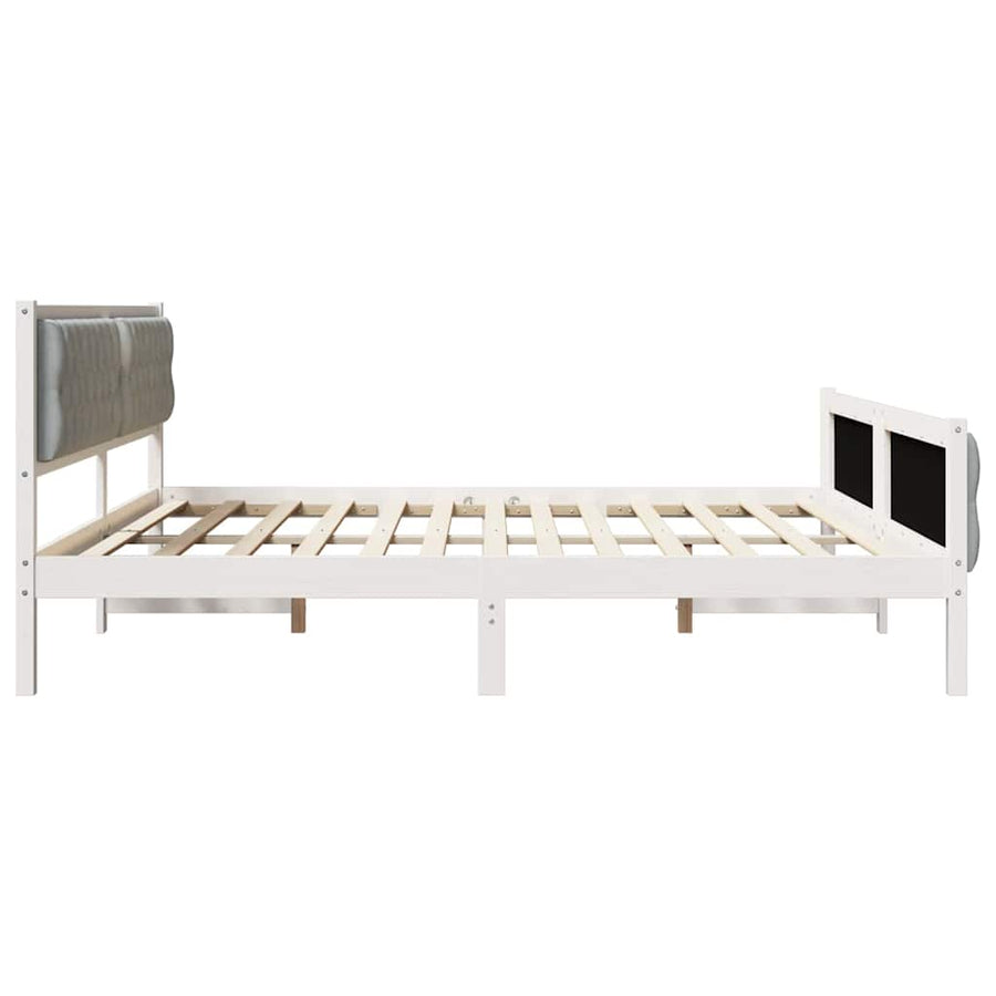 Bedframe met hoofdeinde Lichtgrijs 200 x 200 cm Stof
