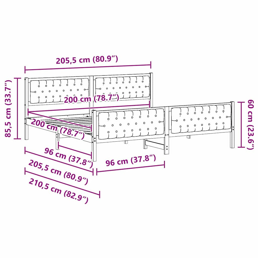 Bedframe met hoofdeinde Lichtgrijs 200 x 200 cm Stof