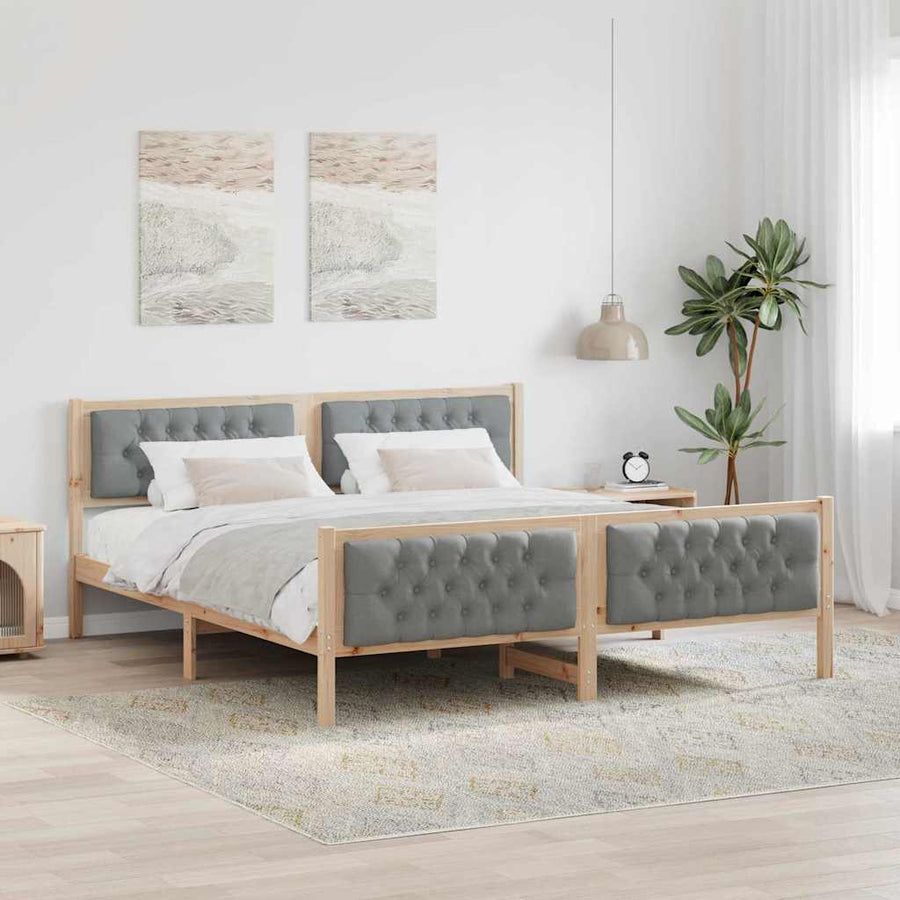 Bedframe met hoofdeinde Lichtgrijs 180 x 200 cm Stof