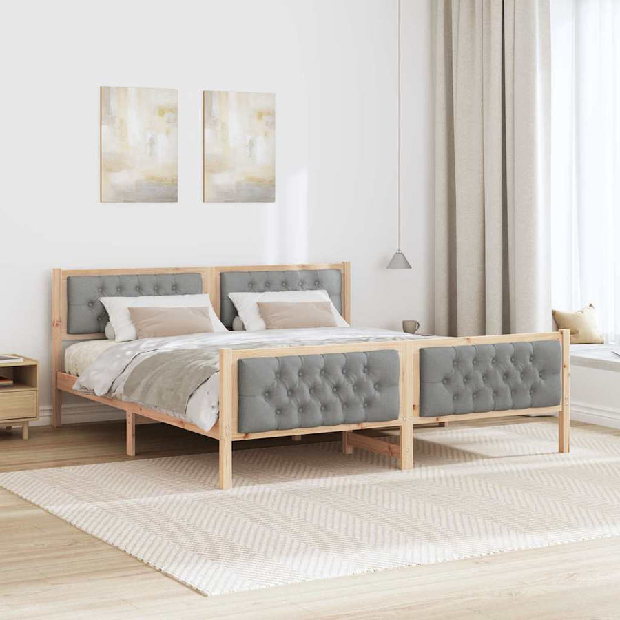 Bedframe met hoofdeinde Lichtgrijs 180 x 200 cm Stof