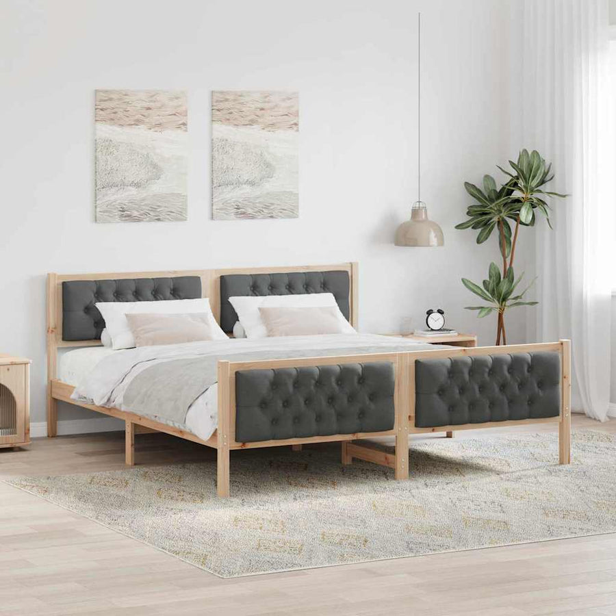 Bedframe met hoofdeinde Donkergrijs 180 x 200 cm Stof