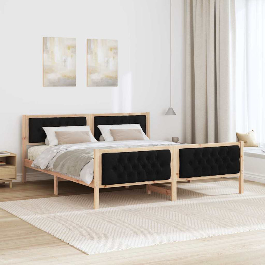 Bedframe met hoofdeinde Zwart 180 x 200 cm Stof