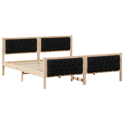 Bedframe met hoofdeinde Zwart 180 x 200 cm Stof