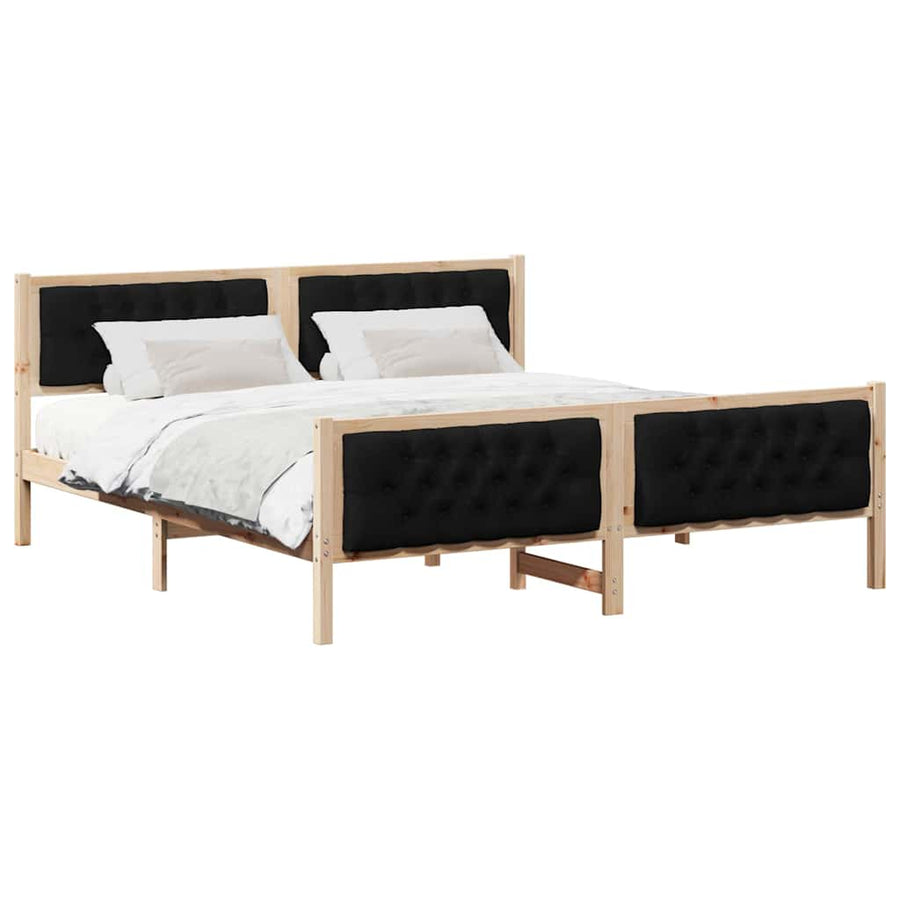 Bedframe met hoofdeinde Zwart 180 x 200 cm Stof