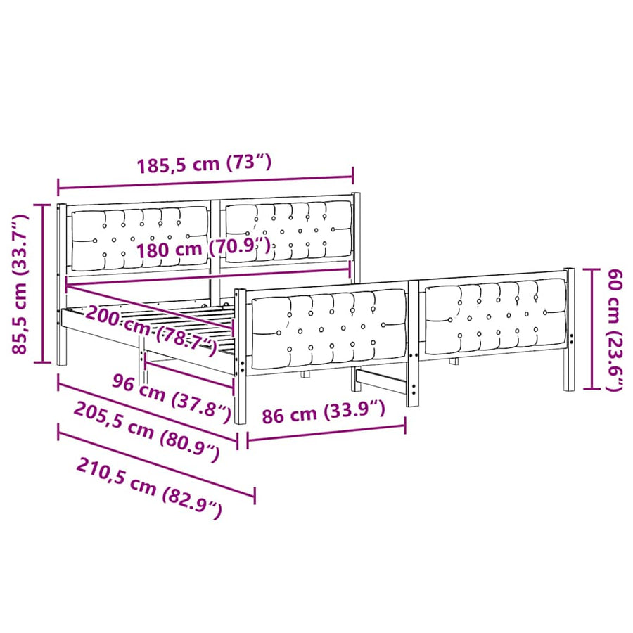 Bedframe met hoofdeinde Zwart 180 x 200 cm Stof