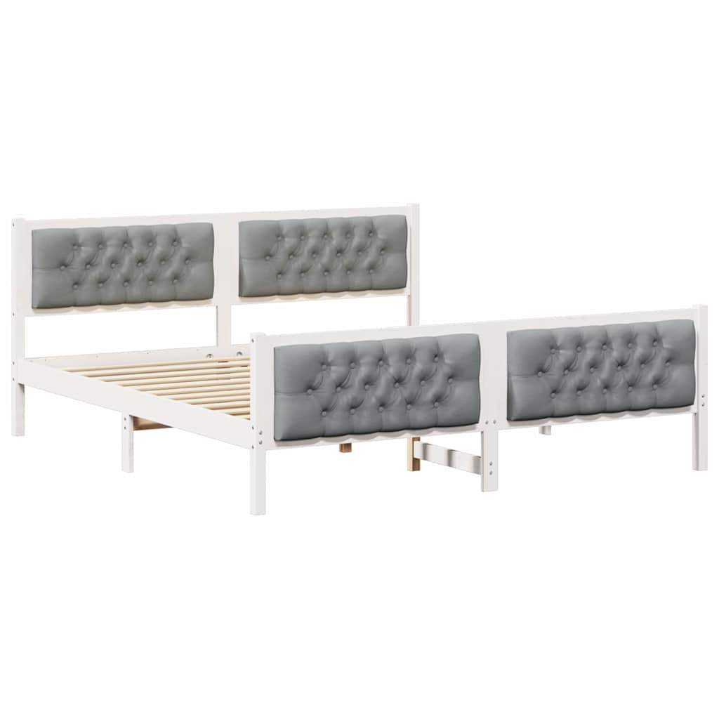 Bedframe met hoofdeinde Lichtgrijs 180 x 200 cm Stof