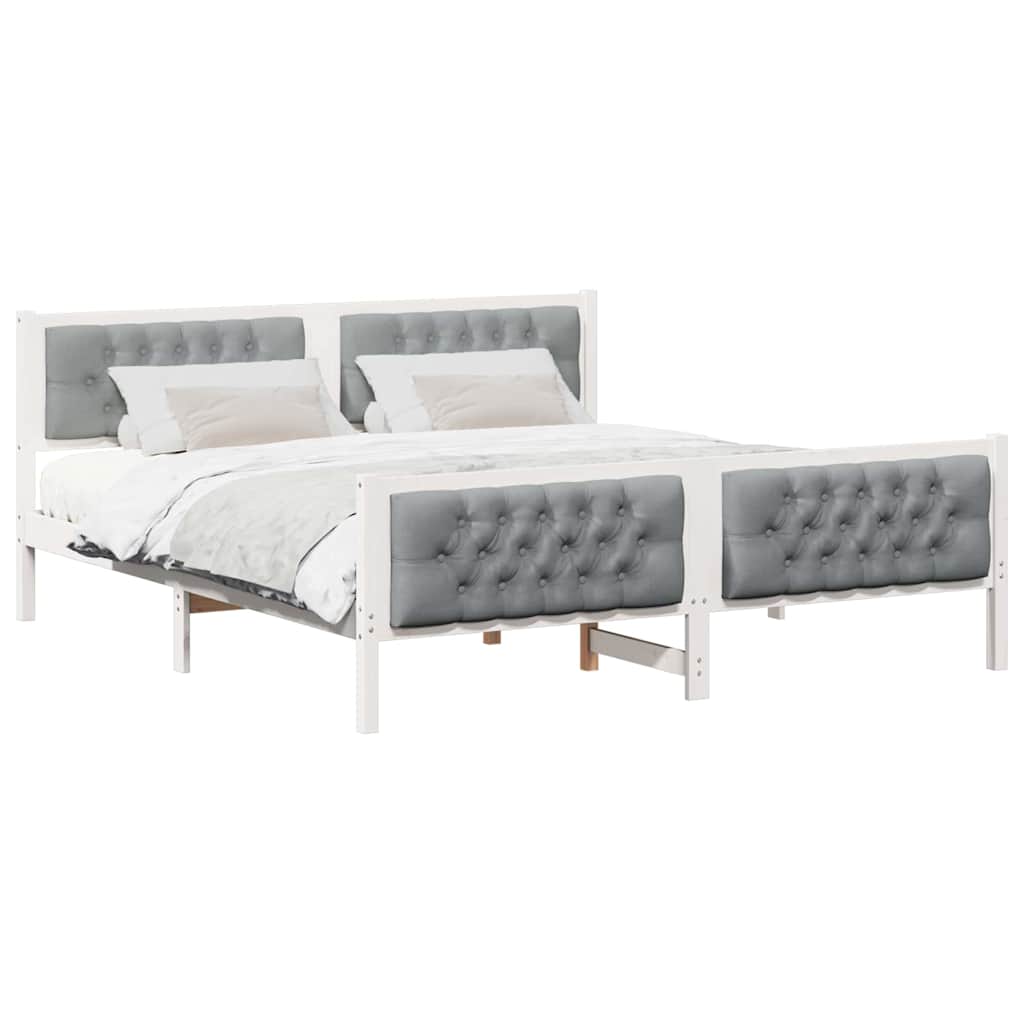 Bedframe met hoofdeinde Lichtgrijs 180 x 200 cm Stof
