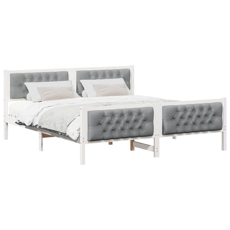 Bedframe met hoofdeinde Lichtgrijs 180 x 200 cm Stof