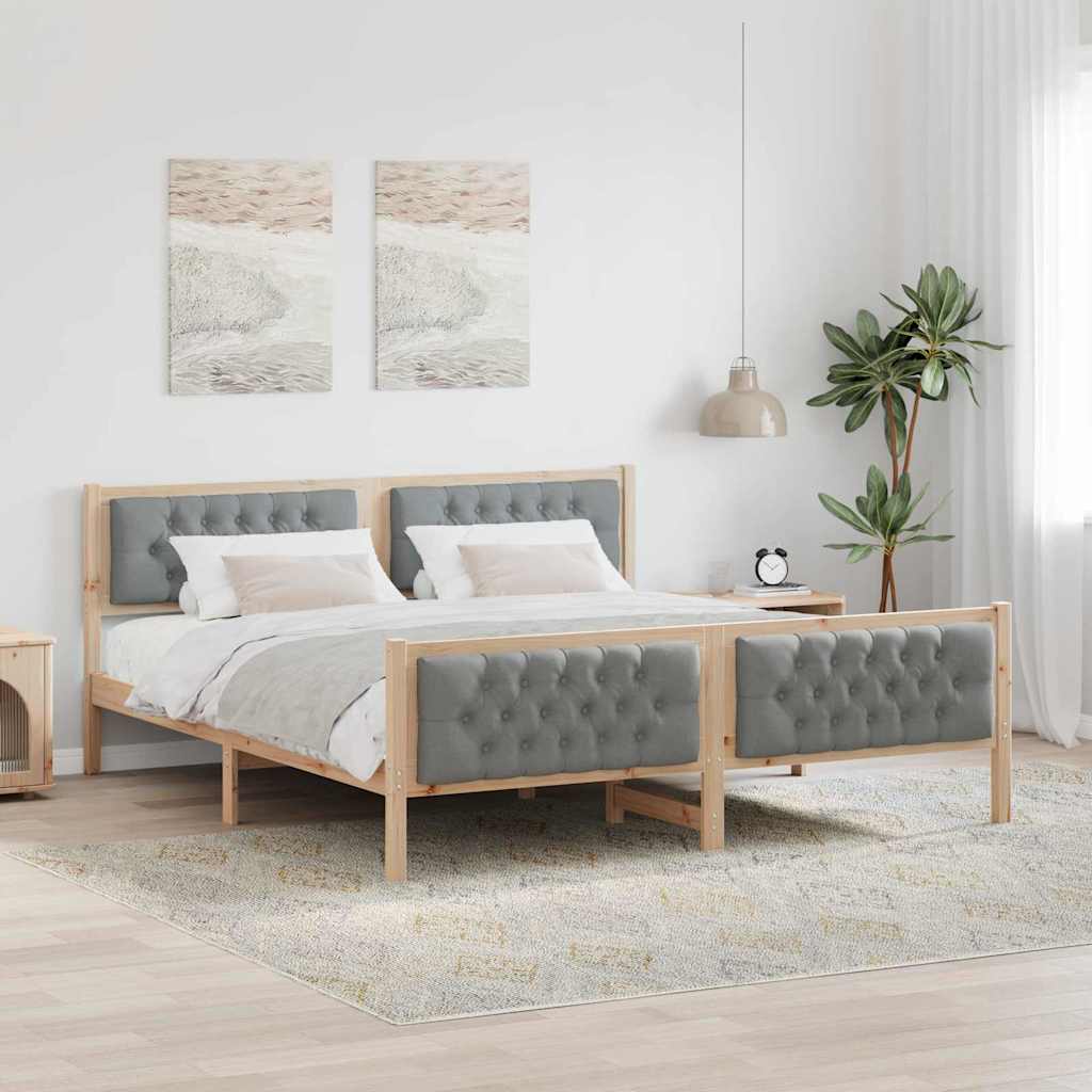 Bedframe met hoofdeinde Lichtgrijs 160 x 200 cm Stof