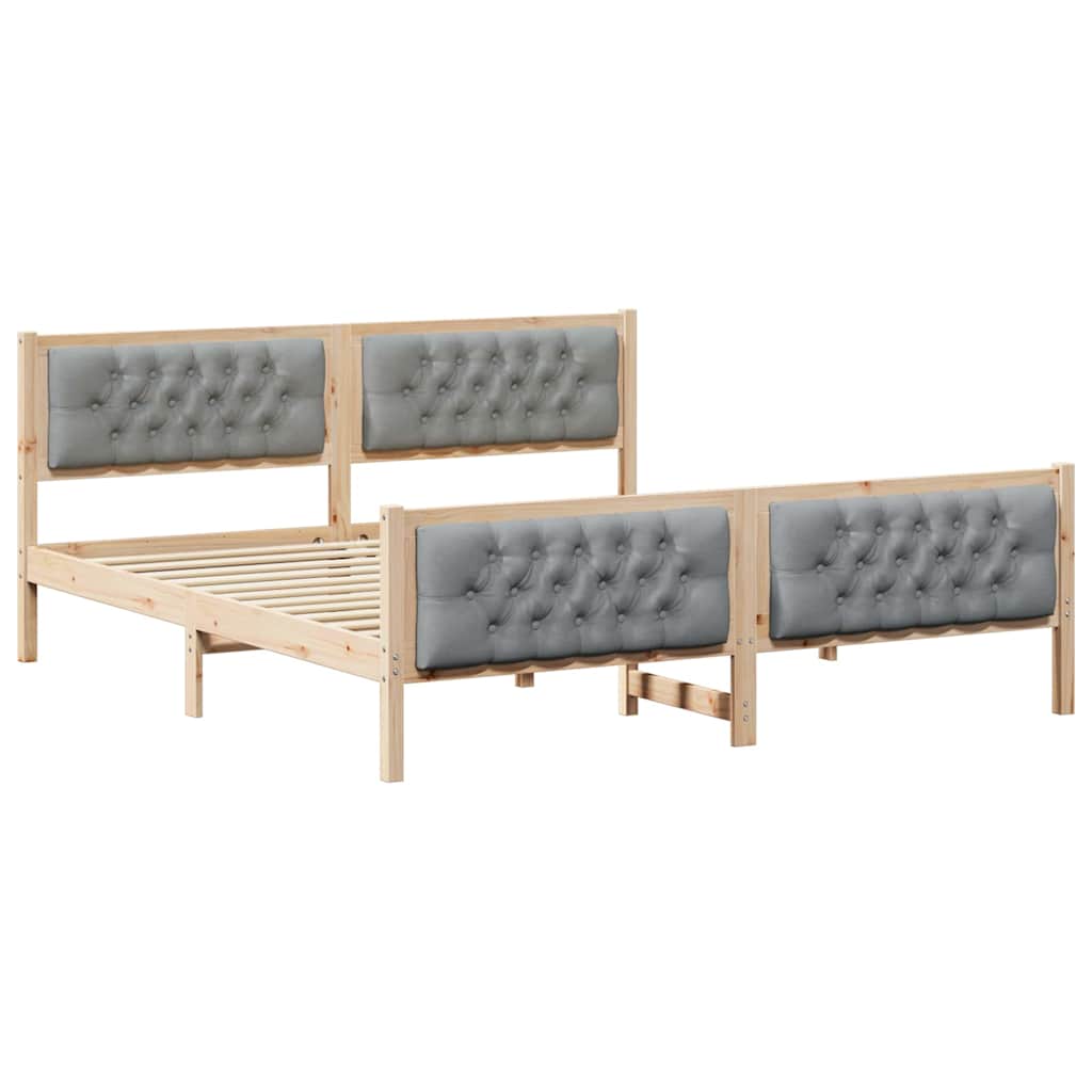 Bedframe met hoofdeinde Lichtgrijs 160 x 200 cm Stof