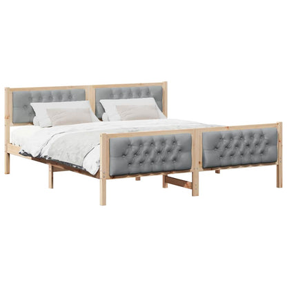 Bedframe met hoofdeinde Lichtgrijs 160 x 200 cm Stof
