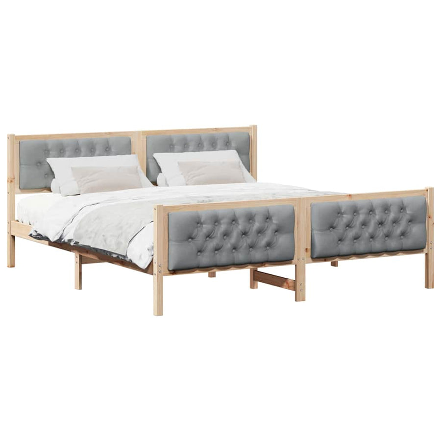Bedframe met hoofdeinde Lichtgrijs 160 x 200 cm Stof