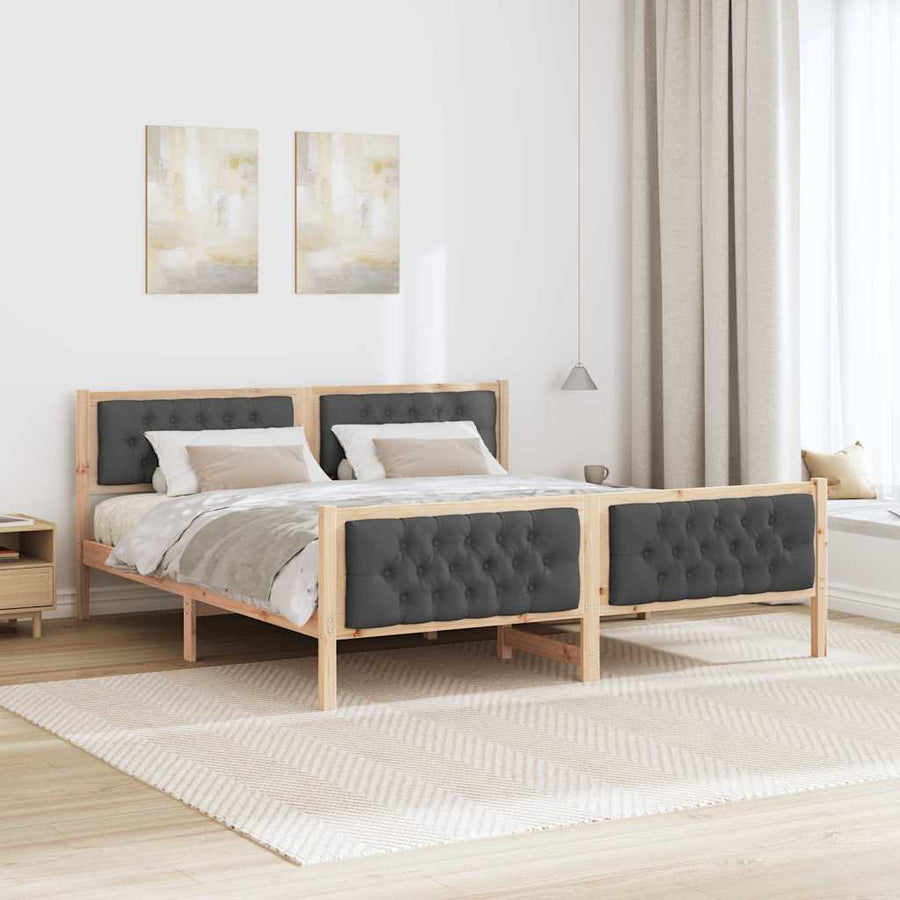 Bedframe met hoofdeinde Donkergrijs 160 x 200 cm Stof