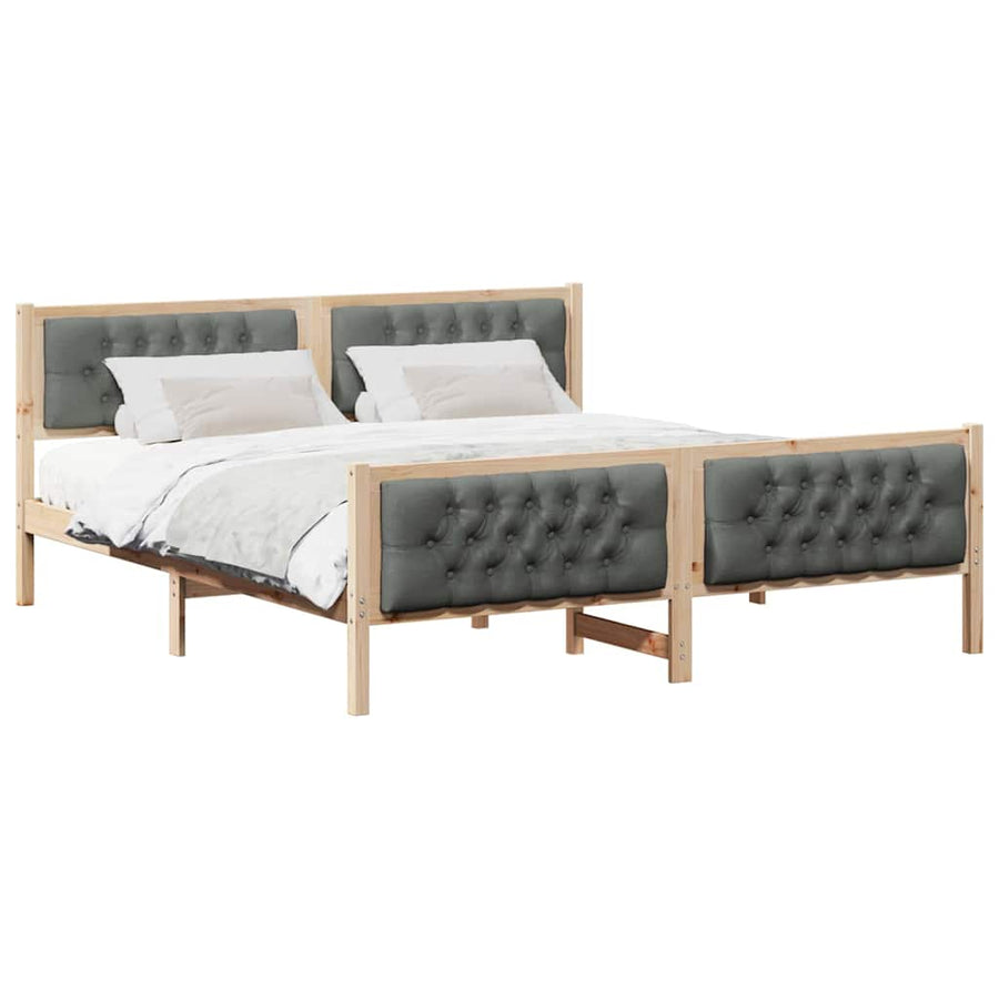 Bedframe met hoofdeinde Donkergrijs 160 x 200 cm Stof