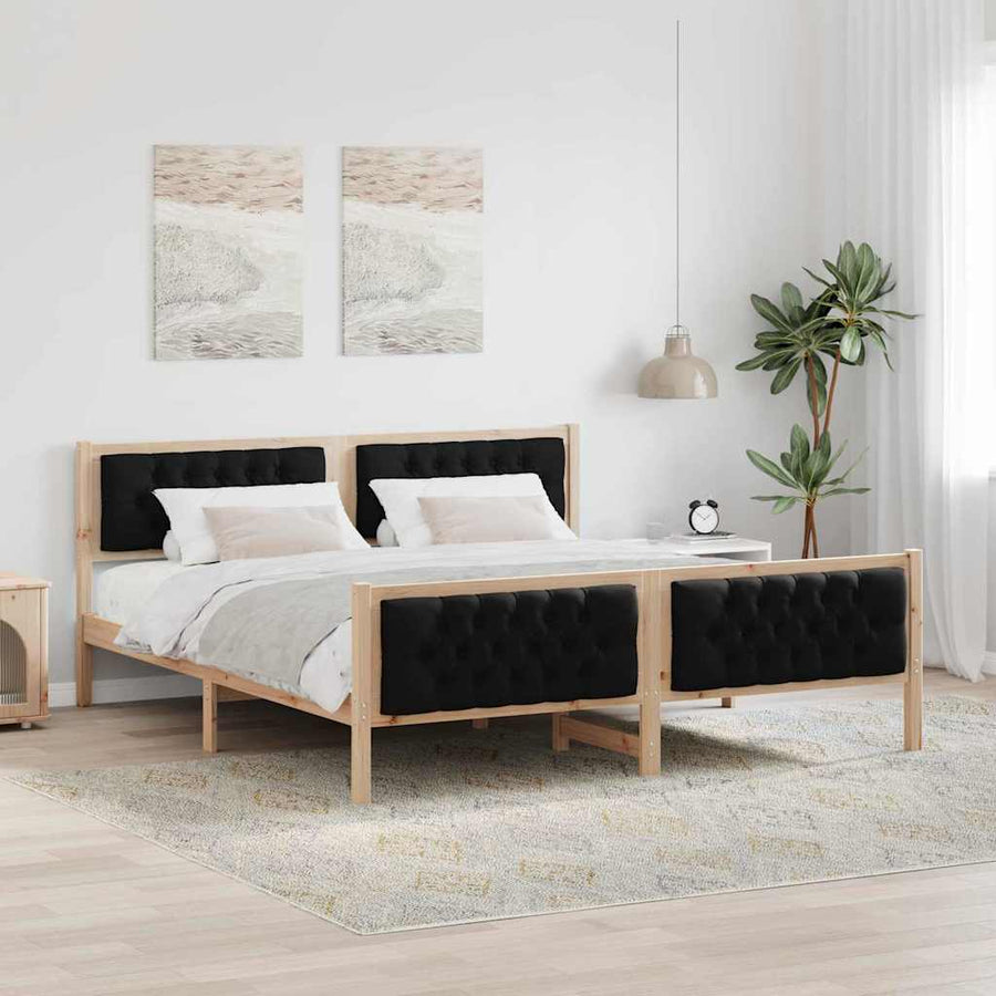 Bedframe met hoofdeinde Zwart 160 x 200 cm Stof