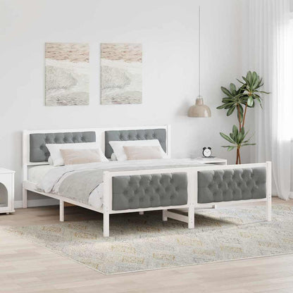 Bedframe met hoofdeinde Lichtgrijs 160 x 200 cm Stof