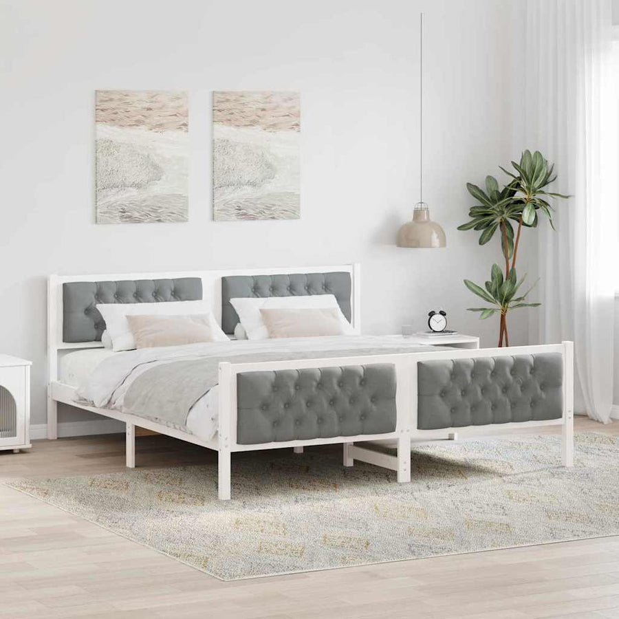Bedframe met hoofdeinde Lichtgrijs 160 x 200 cm Stof