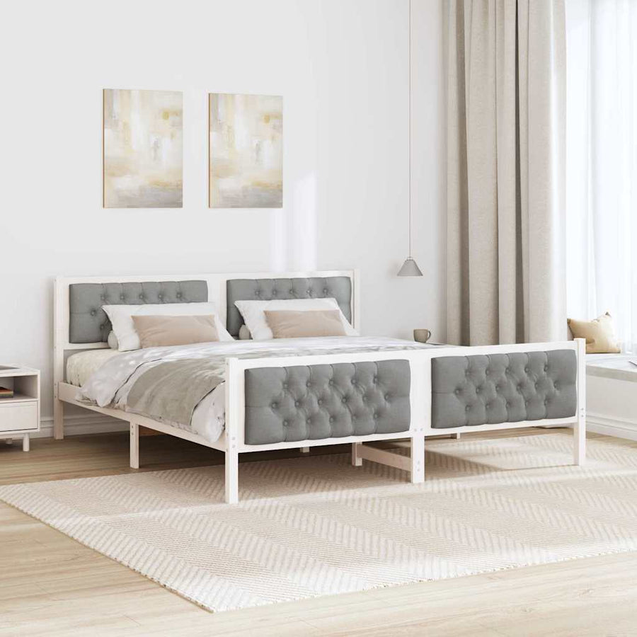 Bedframe met hoofdeinde Lichtgrijs 160 x 200 cm Stof