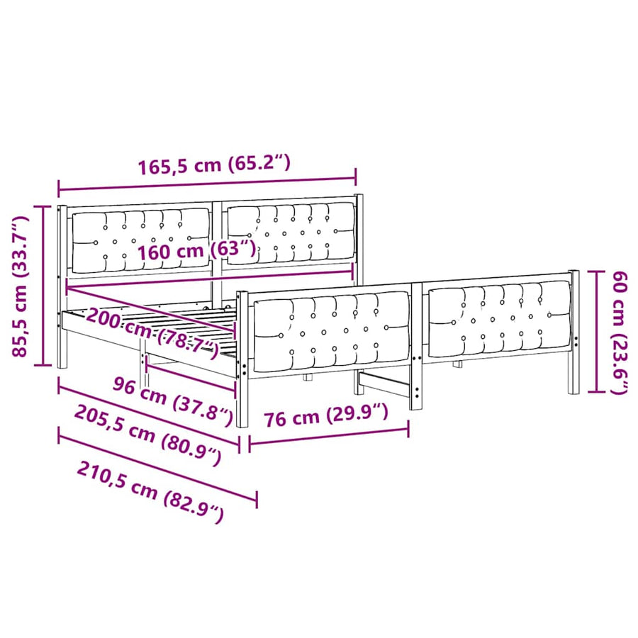 Bedframe met hoofdeinde Lichtgrijs 160 x 200 cm Stof