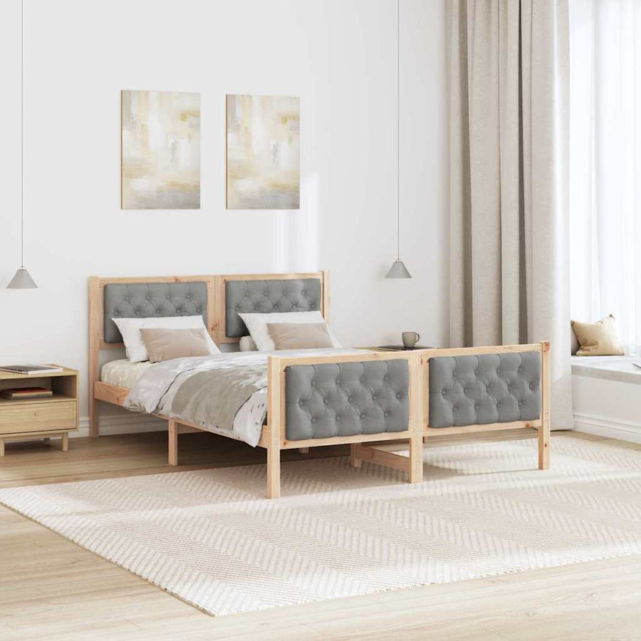 Bedframe met hoofdeinde Lichtgrijs 150 x 200 cm Stof