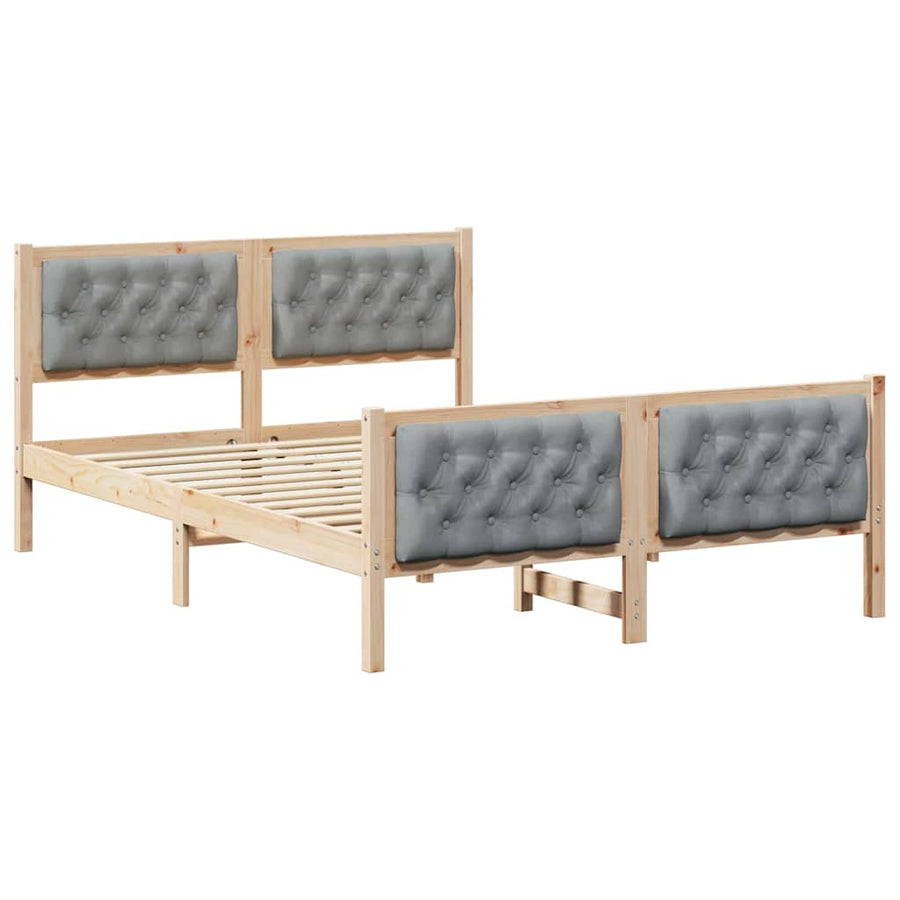 Bedframe met hoofdeinde Lichtgrijs 150 x 200 cm Stof