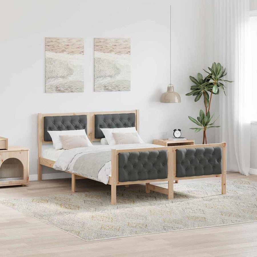 Bedframe met hoofdeinde Donkergrijs 150 x 200 cm Stof