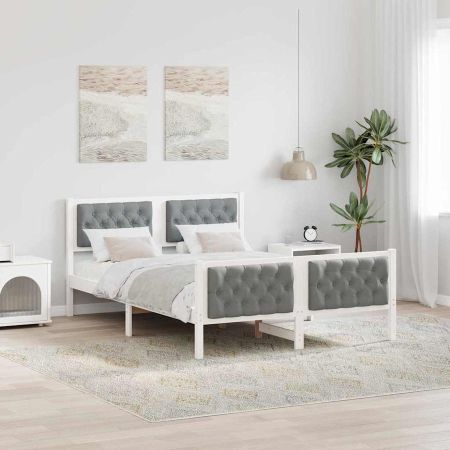 Bedframe met hoofdeinde Lichtgrijs 140 x 200 cm Stof