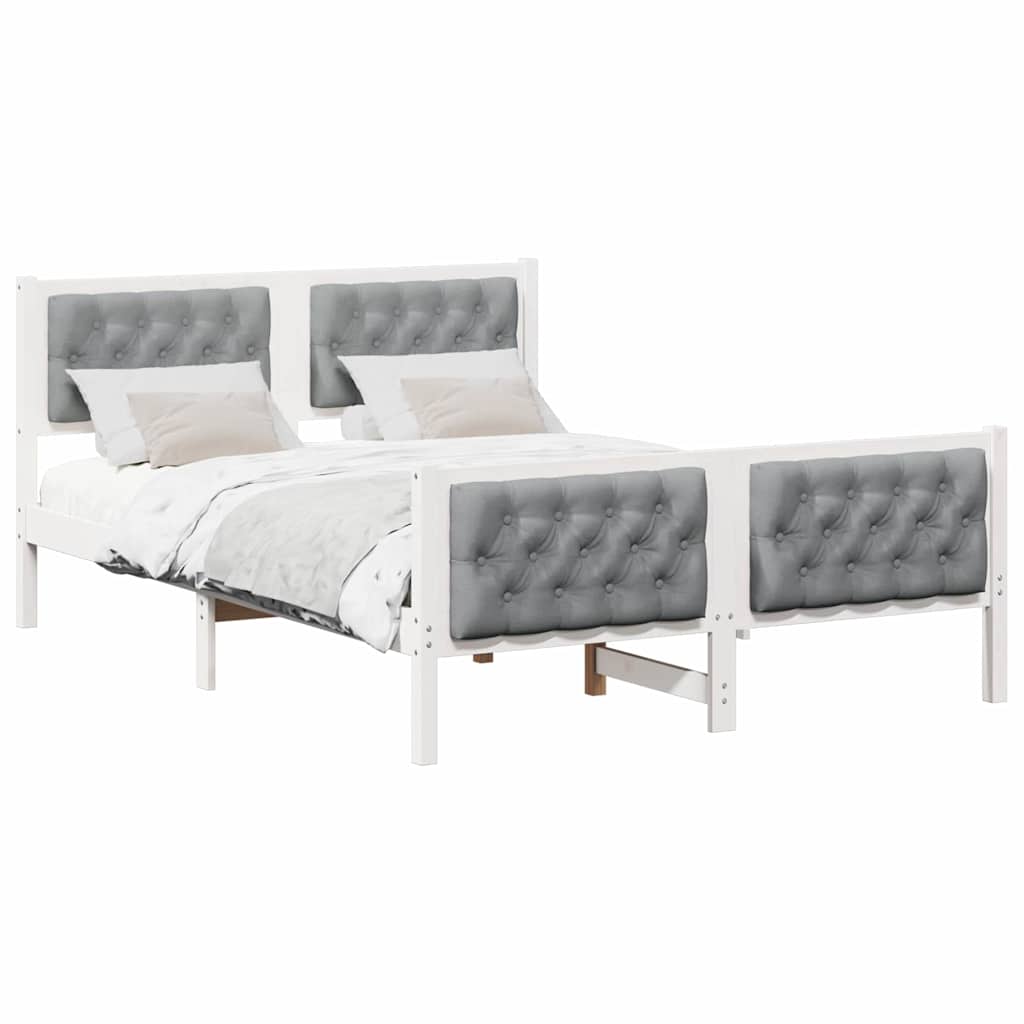 Bedframe met hoofdeinde Lichtgrijs 140 x 200 cm Stof