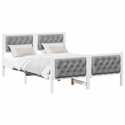 Bedframe met hoofdeinde Lichtgrijs 140 x 200 cm Stof