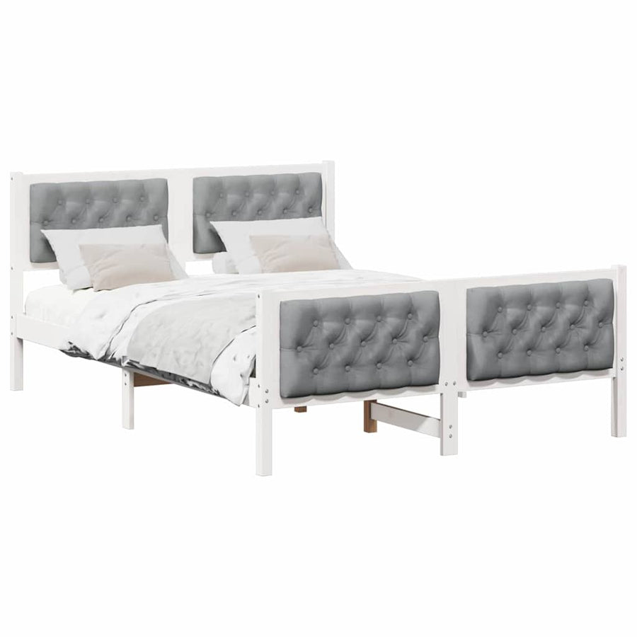 Bedframe met hoofdeinde Lichtgrijs 140 x 200 cm Stof