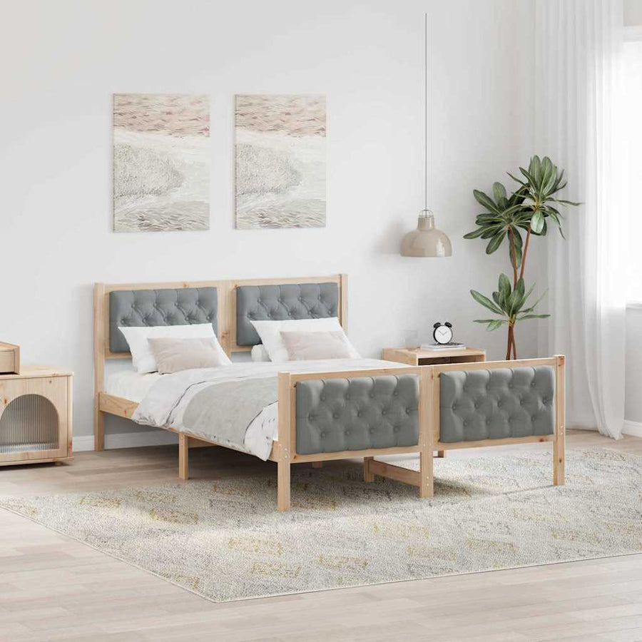 Bedframe met hoofdeinde Lichtgrijs 140 x 190 cm Stof