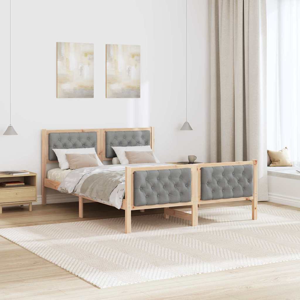 Bedframe met hoofdeinde Lichtgrijs 140 x 190 cm Stof